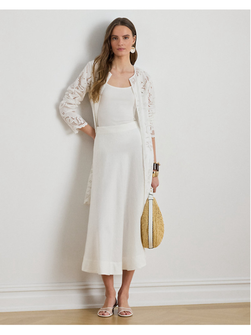 Ralph Lauren Ladies White Lace Open Front Longline Jacket Size XXL Retail:$365